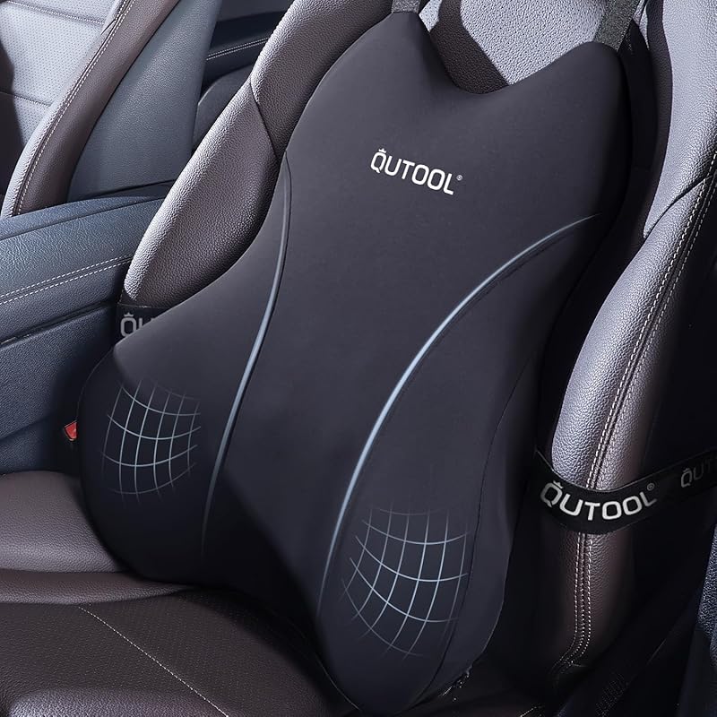 QUTOOL Memory Foam Lumbar Support Pillow for Car and Truck Back Pain Re