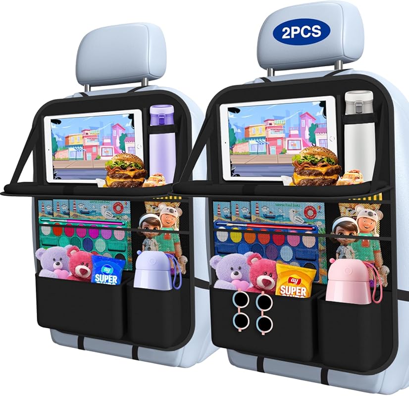 Car Backseat Organizer with Foldable Table Tray