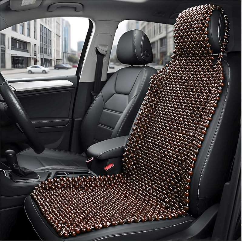 Natural Wood Beaded Seat Cushion
