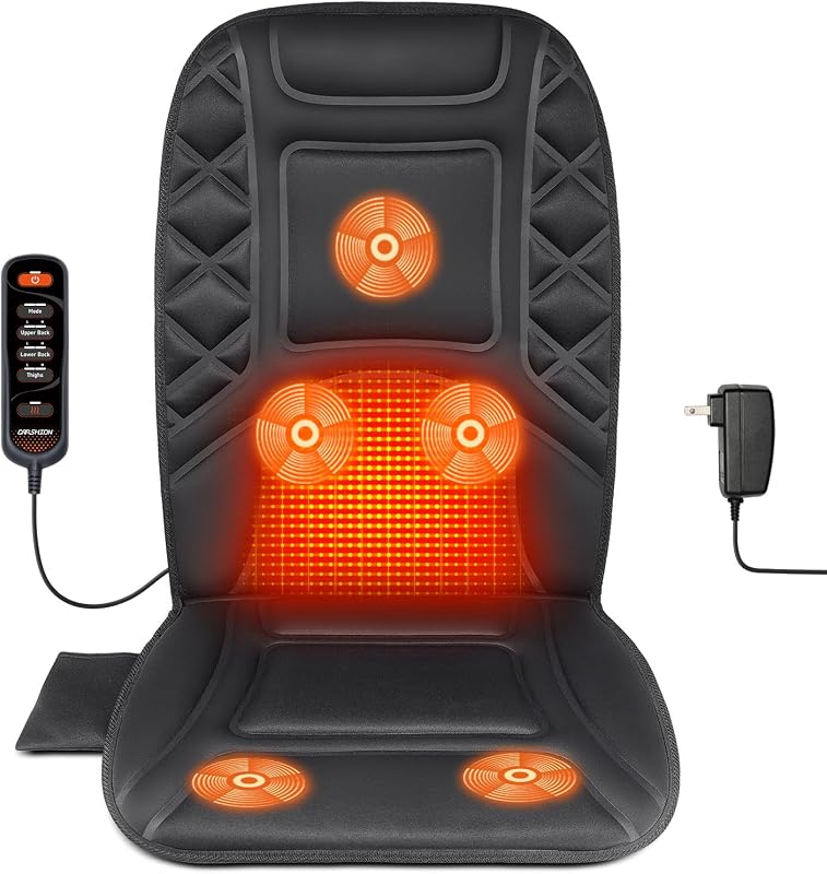 CARSHION Back Massager Seat Cushion with Heat and 5 Vibrating Nodes fo