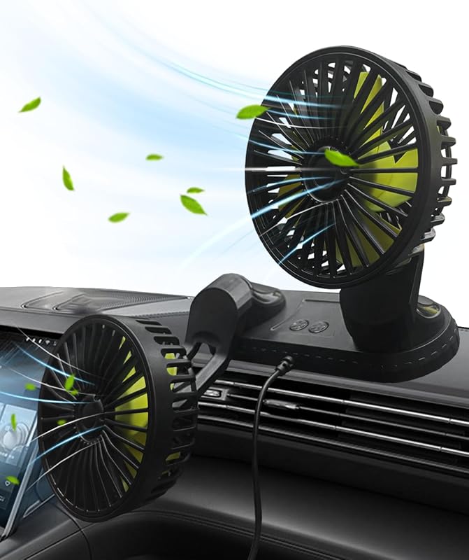 Dual-Head USB Car Dashboard Fan