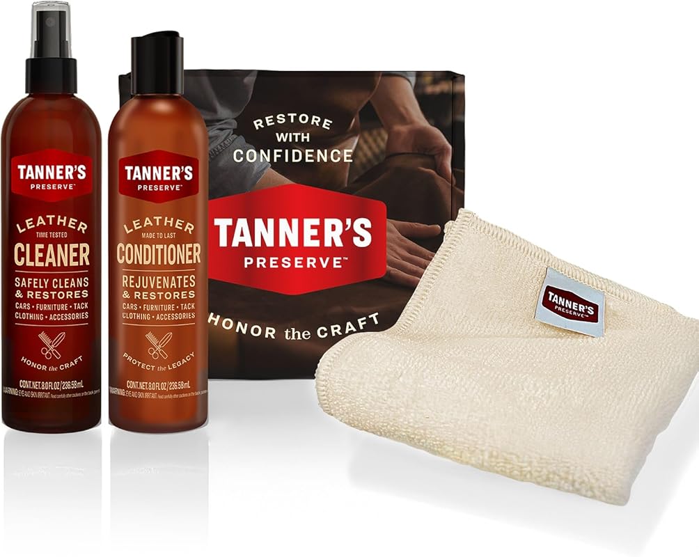Tanner's Preserve Leather Cleaner and Conditioner Gift Set, Restores C