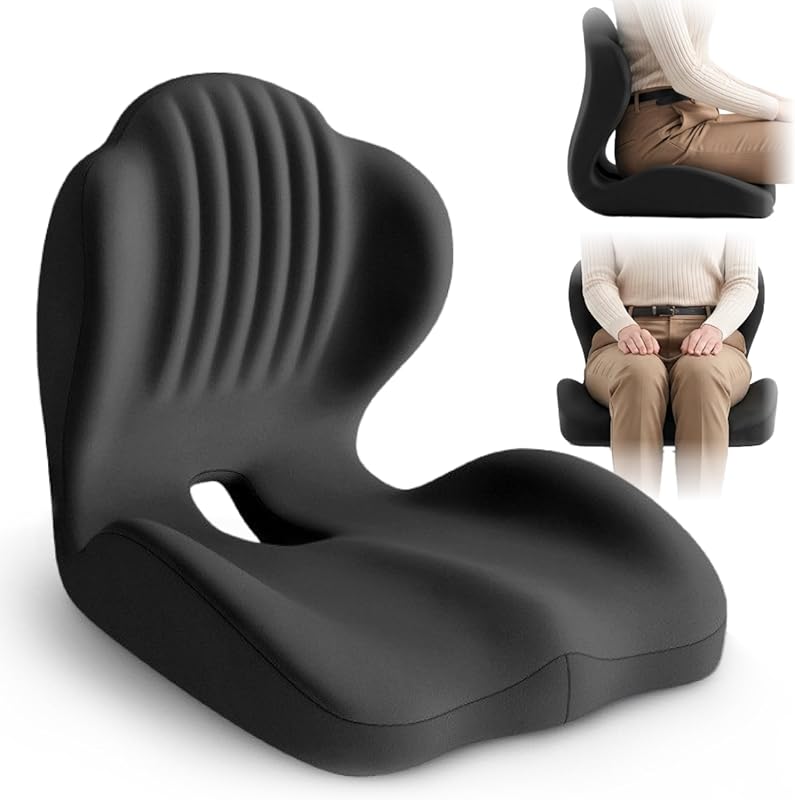 Ergonomic L-Shaped Memory Foam Seat Cushion with Coccyx Hollow for Off
