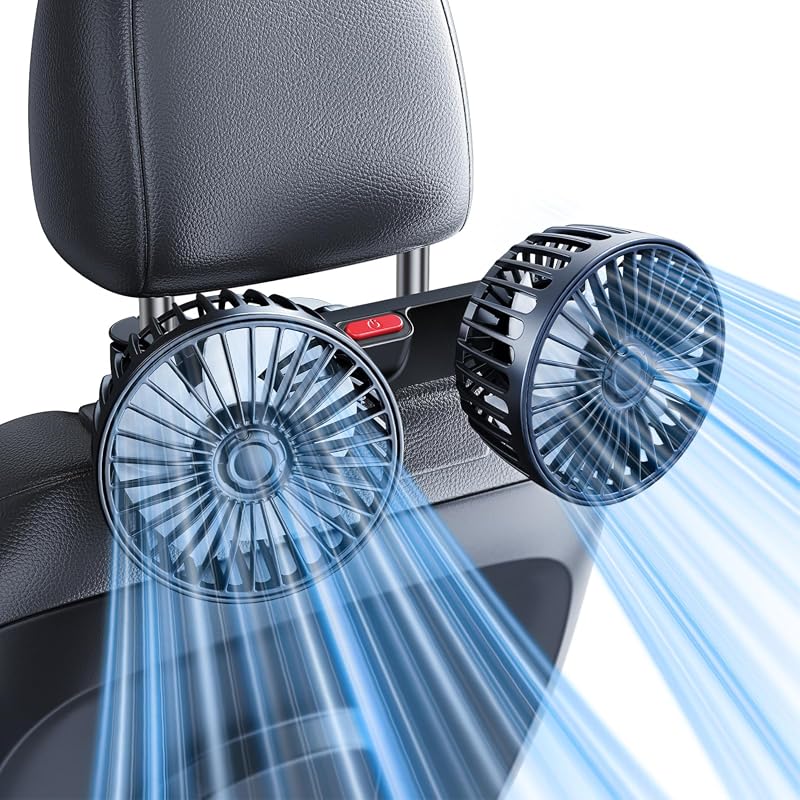 Dual-Head Rear Seat Car Fan