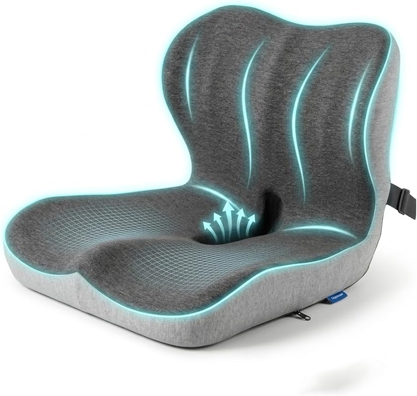 Cupocupa Ergonomic Memory Foam Seat Cushion with Adjustable Strap for