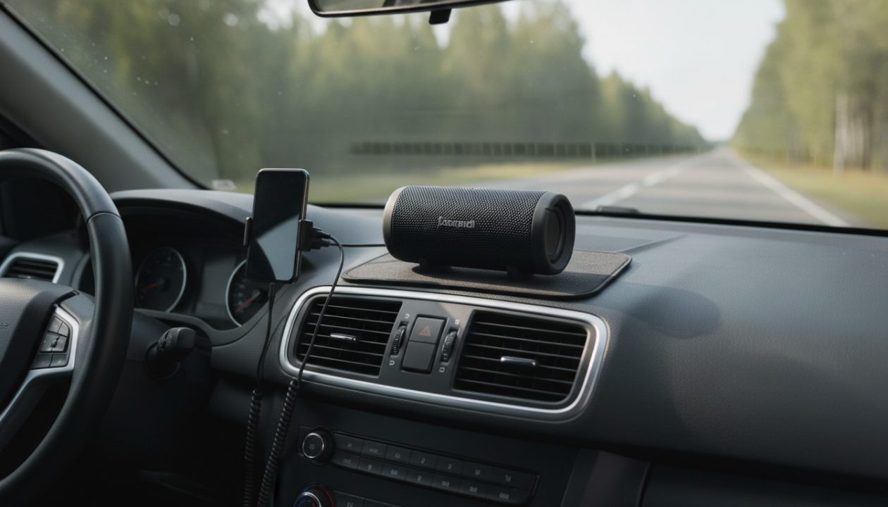 best bluetooth speaker for car with no radio – AI-generated editorial illustration