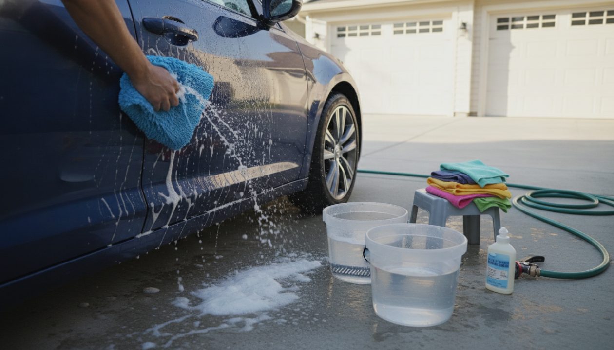 How to wash car – AI-generated editorial illustration